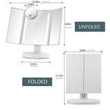 LEJU Makeup Mirror/Natural Daylight Lighted Vanity Mirror with Touch Screen Dimming, Detachable 10X Magnification Spot Mirror, Two Power Supply Mode (White)
