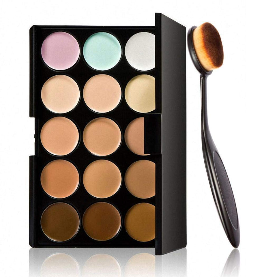 MYEDO 15 Color Contour Cream Concealer Palette With Brush Foundation Makeup Concealers & Neutralizers
