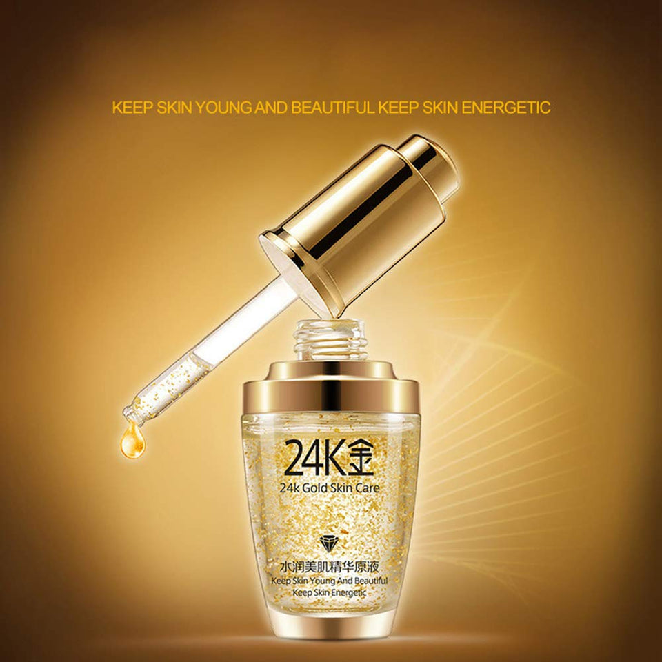4k Gold Foil Essence Serum Face Skin Essence Serum Hyaluronic Makeup Primer Moisturizing Anti-Aging Anti-Redness Acne Treament Essencial Cream 30ml