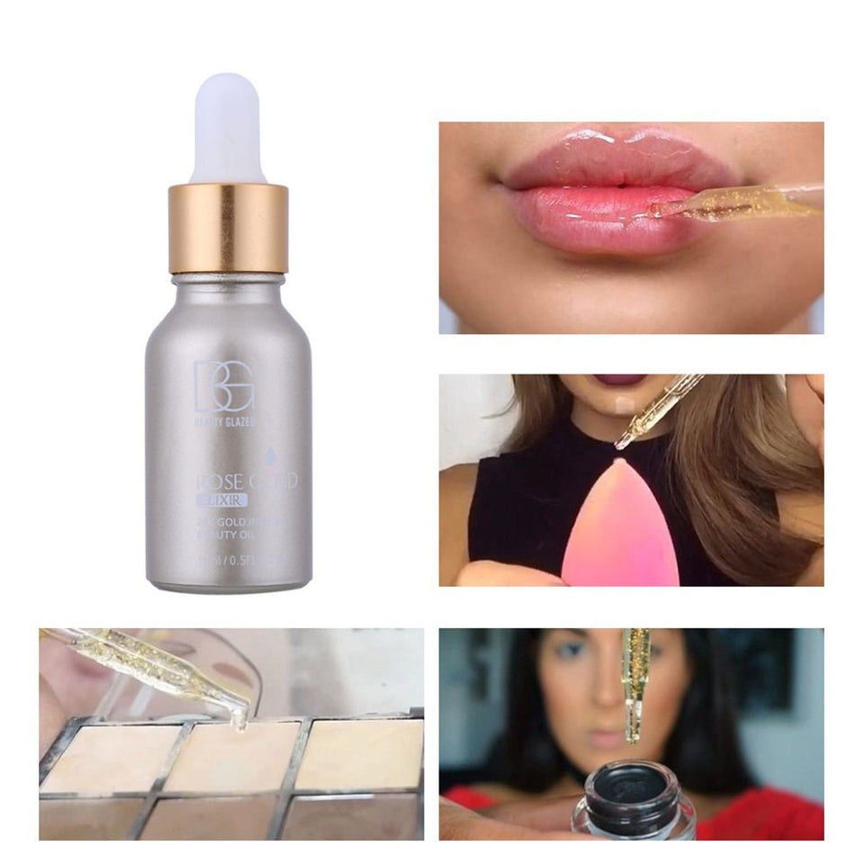 Ofanyia 24k Facial Elixir Skin Makeup Oil Beauty Oil Essential Oil Before Foundation Primer Moisturizing Face Oil 15ML