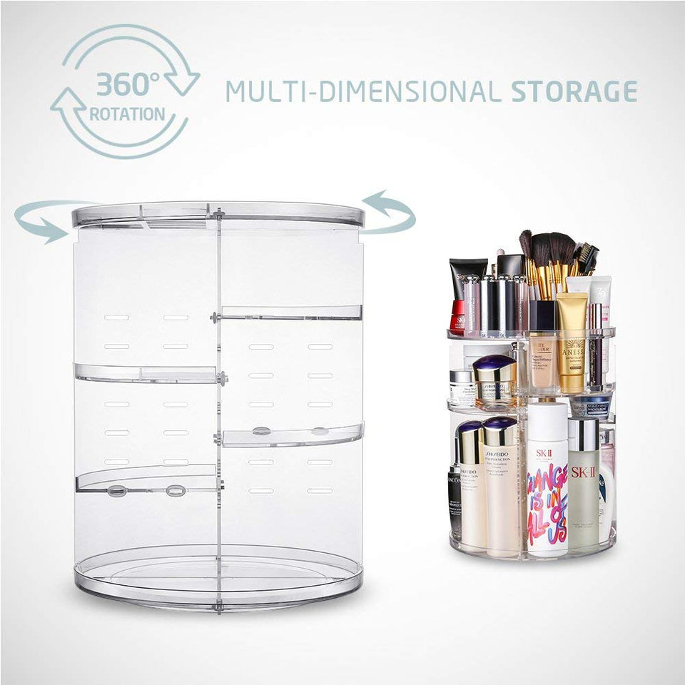 Jerrybox 360 Degree Rotation Makeup Organizer Adjustable Multi-Function Cosmetic Storage Box, Large Capacity, 7 Layers, Fits Toner, Creams, Makeup Brushes, Lipsticks and More