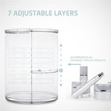 Jerrybox 360 Degree Rotation Makeup Organizer Adjustable Multi-Function Cosmetic Storage Box, Large Capacity, 7 Layers, Fits Toner, Creams, Makeup Brushes, Lipsticks and More