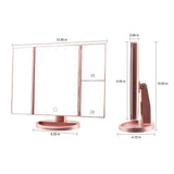 RICHEN DeWEISN Tri-Fold Lighted Vanity Makeup Mirror with 21 LED Lights, Touch Screen and 3X/2X/1X Magnification Mirror, Two power Supply Mode Tabletop Makeup Mirror,Travel Cosmetic Mirror (Rose Gold)