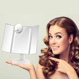 LEJU Makeup Mirror/Natural Daylight Lighted Vanity Mirror with Touch Screen Dimming, Detachable 10X Magnification Spot Mirror, Two Power Supply Mode (White)