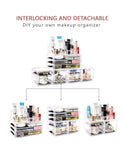 DreamGenius Makeup Organizer 4 Pieces Acrylic Jewelry and Cosmetic Storage Display Boxes with 9 Drawers