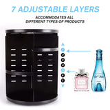 sanipoe 360 Rotating Makeup Organizer, DIY Adjustable Makeup Carousel Spinning Holder Storage Rack, Large Capacity Make up Caddy Shelf Cosmetics Organizer Box, Best for Countertop, Black