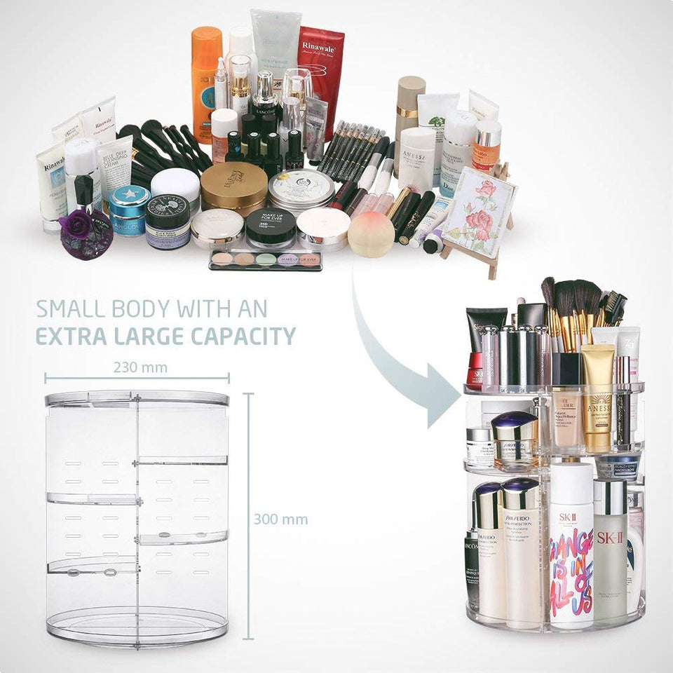 Jerrybox 360 Degree Rotation Makeup Organizer Adjustable Multi-Function Cosmetic Storage Box, Large Capacity, 7 Layers, Fits Toner, Creams, Makeup Brushes, Lipsticks and More