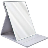 Premium Portable Makeup Mirror by MODESSE (Grey) | Perfect for Travel, Office Desk, Vanity Table | Large Size, Folding Design with Stand, Vegan Leather | Beauty Gifts for Bridesmaids