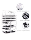 DreamGenius Makeup Organizer 4 Pieces Acrylic Jewelry and Cosmetic Storage Display Boxes with 9 Drawers