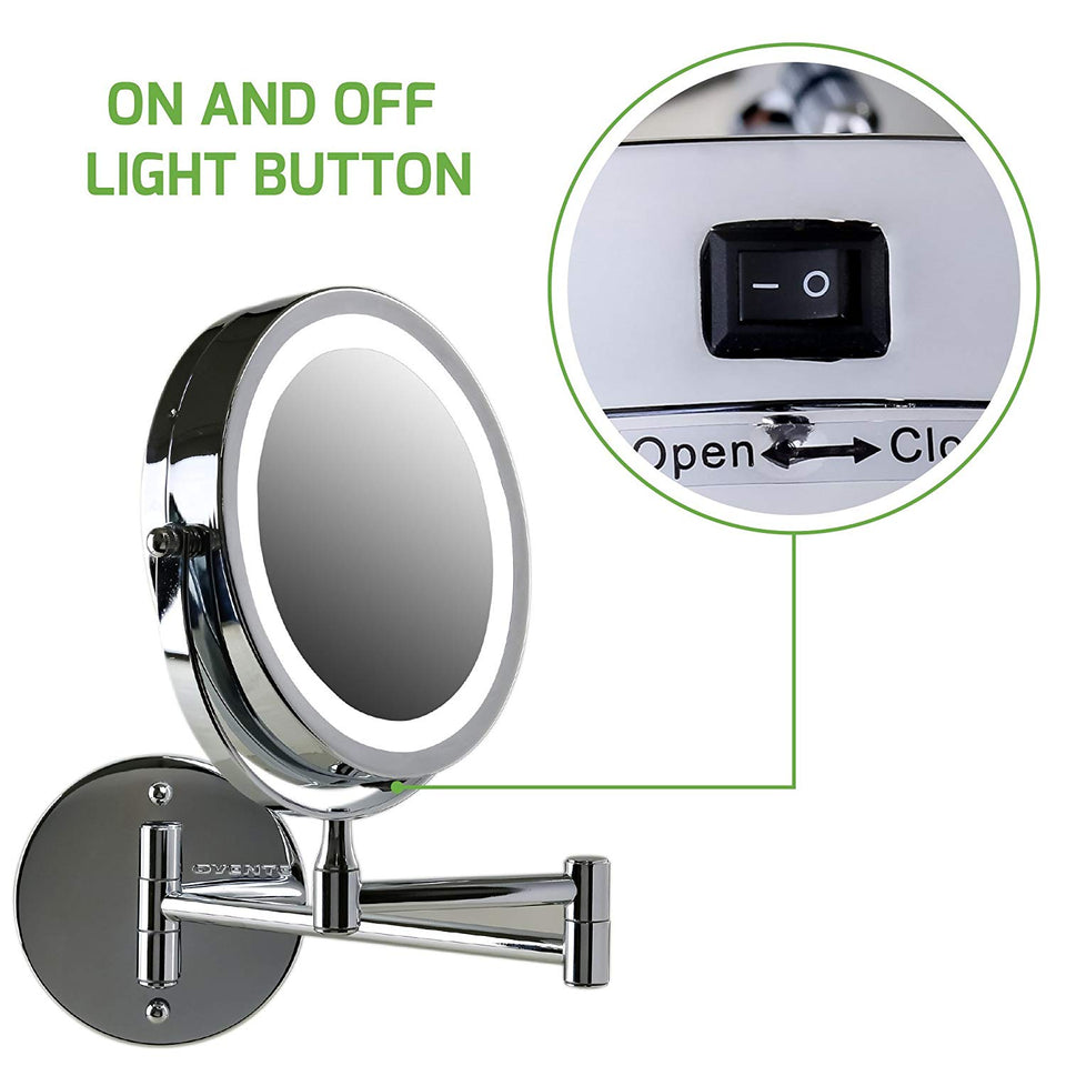 Ovente Wall Mount LED Lighted Makeup Mirror MFW70 Series (1X10X, Polished Chrome)
