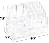 Clear Cosmetic Storage Organizer - Easily Organize Your Cosmetics, Jewelry and Hair Accessories. Looks Elegant Sitting on Your Vanity, Bathroom Counter or Dresser. Clear Design for Easy Visibility.